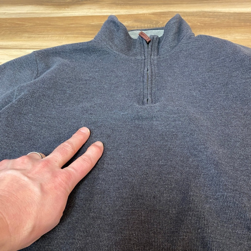 Lands End Mens Quarter Zip Pullover Sweater Charcoal Gray Heather Large L 42-44 - Picture 9 of 10